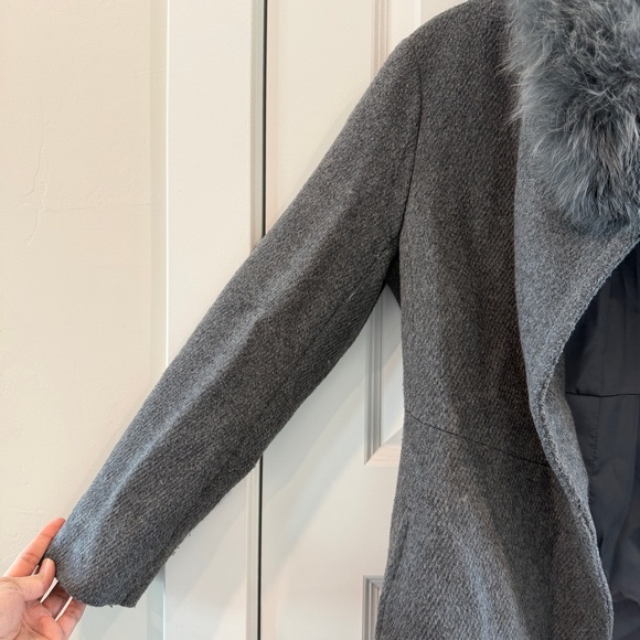 NEW Long Cashmere Alpaca Lana Wool Winter Coat Women’s sz S Premium Grey Color - Picture 4 of 16